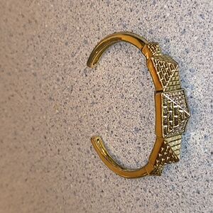 Jewelmint Brand Vintage Gold and Cubic Zirconia Pyramid Cuff Bracelet=Like New